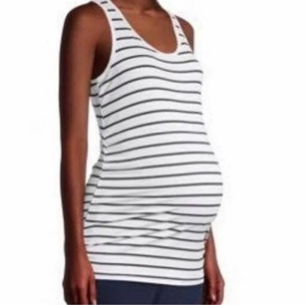 Maternity Black & White Striped Tank Top